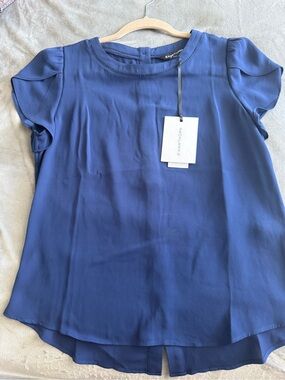 41 Hawthorn Royal Blue Short Flutter Sleeve Blouse